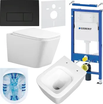 Klozet BPS-koupelny Podomítkový modul Geberit DuoFix s WC mísou RN-WH-RIM-03 + ovládací tlačítko Delta 50 černá mat