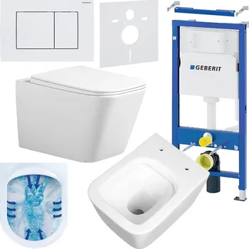 Klozet BPS-koupelny Podomítkový modul Geberit DuoFix s WC mísou RN-WH-RIM-03 + ovládací tlačítko Delta 30 bílá