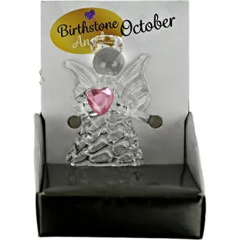 Svícen SUTTON Skleněný narozeninový andělíček se srdíčkem vzor: říjen