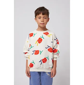 Chlapecká mikina Dětská bavlněná mikina Bobo Choses Smiling bílá barva, vzorovaná, 125AC037 00X, vel. 111/122