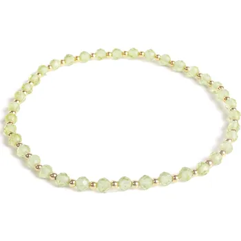 Náramek 7 Angelic Eyes Olivínový náramek se 14 kt zlatými kuličkami Délka: 17 cm