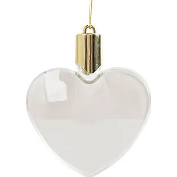 Vánoční dekorace Vánoční ozdoba 10,3 x 8,8 cm průhledná - srdce sublimace termotransfer