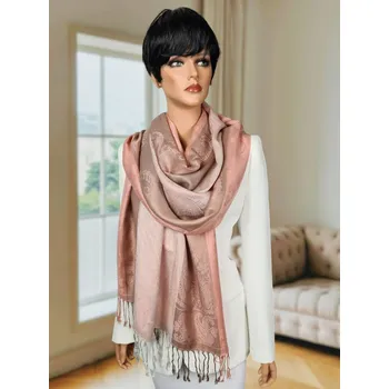 Šála Classic Scarf Luxusní starorůžová vlněná šála tón v tónu, pléd přes ramena