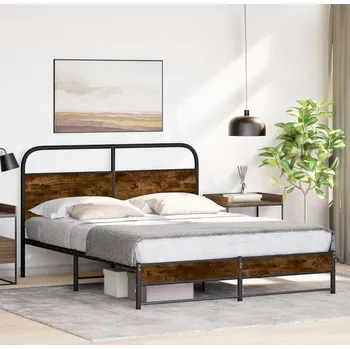 Postel vidaXL Rám postele bez matrace 150x200 cm kompozitní dřevo [4100430] Barva: kouřový dub