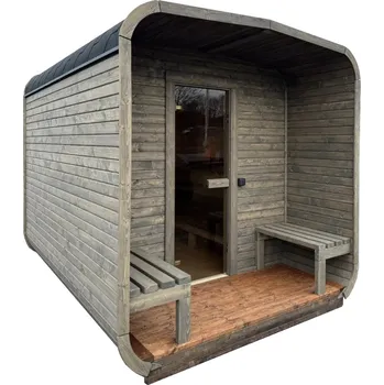 Sauna Dřevěná čtvercová sauna s terasou - 3 m