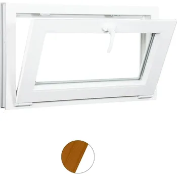 Okno ALUPLAST Sklopné plastové okno dekor/bílé 110x50 Barva: Oregon/bílá, Zasklení: Dvojsklo Ug= 1,1