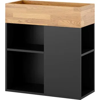 Stojan na květiny Moderní stojan na psací stůl v podkroví s policemi - Přírodní dub/černá , Vlevo