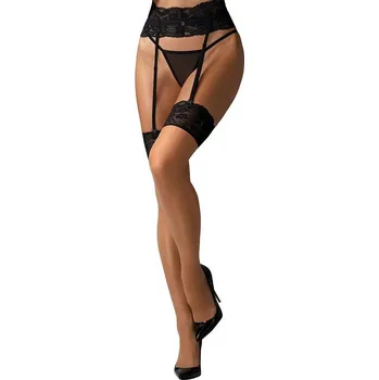 Dámské punčochy Svůdné punčochy k podvazkovému pásu Nutris béžové 15 DEN M/L