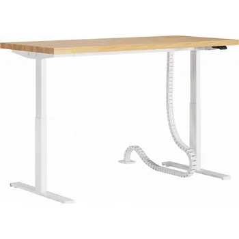 Psací stůl Bílý stůl s nastavitelnou výškou a dřevěnou deskou 160x70cm - Bílá , 160x70 cm