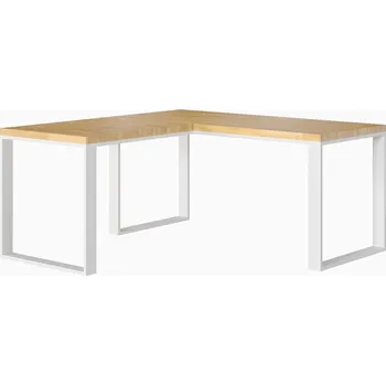 Psací stůl Rohový psací stůl s dřevěnou deskou - Bílá , NE , Vlevo , 180x70 cm