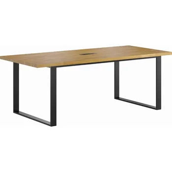 Konferenční stolek Konferenční stůl s dřevěnou deskou 220x100 cm s otvorem pro kabeláž