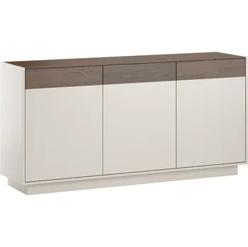 Komoda Třídveřová komoda do obývacího pokoje a kanceláře v barvě slonové kosti - Kubánské cigaro/ slonovina