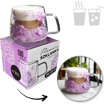 Sklenice Flamenco Mystique Termální sklo s fialovou hortenzií uvnitř, 180 ml, 1 ks. 172 SZK
