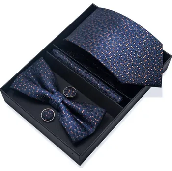 Kravata Set Bard | Motýlek | Manžetové knoflíčky | Kapesníček Modrá