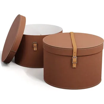 Úložný box Hnědé kartonové úložné boxy v sadě 2 ks s víkem/dekorativní ø 37,5x25 cm Rut Restore Paper Laminate – Bigso ID_1755662