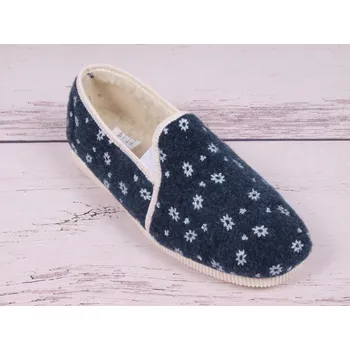 Dámské pantofle Bačkory papuče dámské Pegres 3032 důchodky modrošedé s kytičkami zateplené velikost: 37