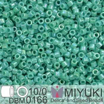 Korálek Korálky Miyuki Delica 10/0. Barva Op Turquoise Green AB DBM0166. Balení 5g.