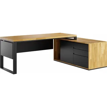 Psací stůl Průmyslový rohový psací stůl s černou podnoží pod stolem 160x70cm, loftová kancelář plus, pravostranný - ANO , Černá , Práva , 160x70 cm