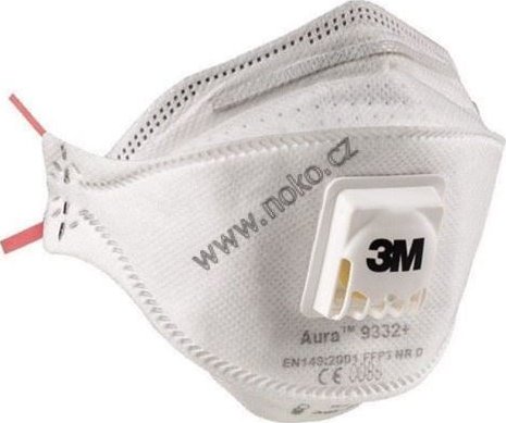 3M 9332+ filtrační polomaska s ventilkem (respirátor) Aura, třída ochrany FFP3
