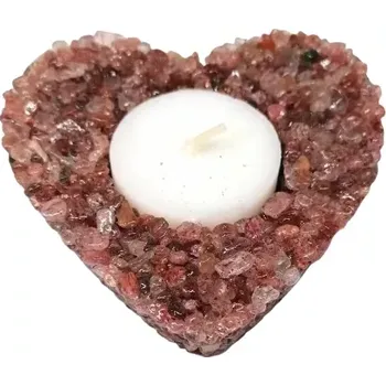 Svícen Křišťál jahodový - svícen na čajovou svíčku ve tvaru srdce