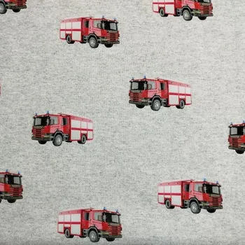 Teplákovina s počesem hasičské auto, š.150 cm EU