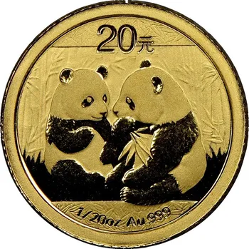 Zlatá mince Čína "Panda" 2009, 3,11 g ryzího zlata (0.999 proof)