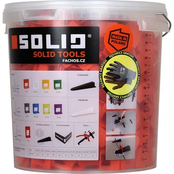 Solidos - nivelační spony v kbelíku pro dlažby tloušťky 5-15mm, 800ks Šířka spáry: 1mm