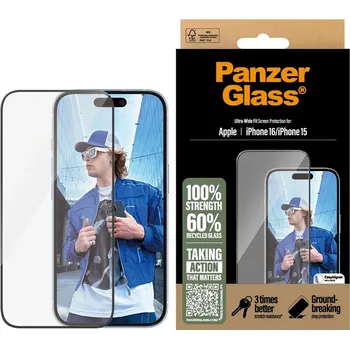 PanzerGlass Ultra-Wide Fit ochranné sklo iPhone 16 iPhone 15 černé