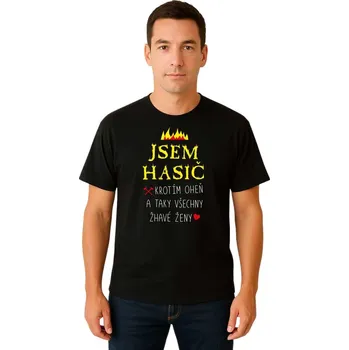 Pánské tričko Tričko - Jsem hasič - černé - L