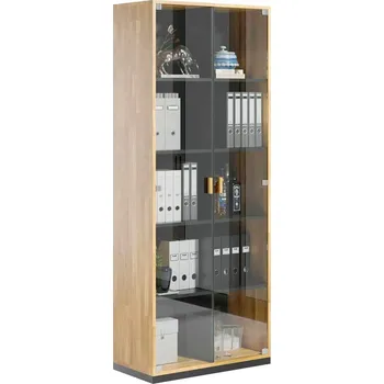 Knihovna Dřevěná prosklená vitrína do kanceláře a pracovny. Šířka 80 cm - Černá