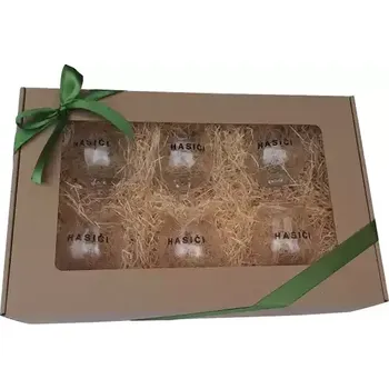 Sklenice Sada 6ks sklenic s nápisem HASIČI v dárkovém balení - Zelená mašle