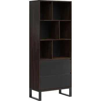 Knihovna Kancelářská knihovna ebenové police a dvě zásuvky - Černá