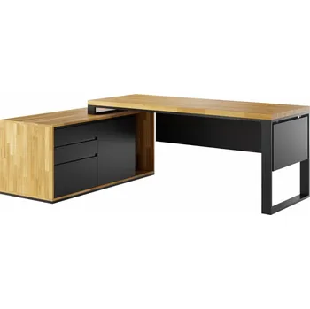 Psací stůl Bílá kancelář Premium Loft plus rohový stůl. Stolová deska 180x70cm vpravo - Černá , ANO , Vlevo , 180x70 cm