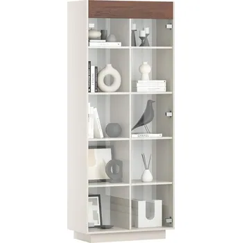 Knihovna Skříňová skříň, široká s policemi - Kubánské cigaro/bílá