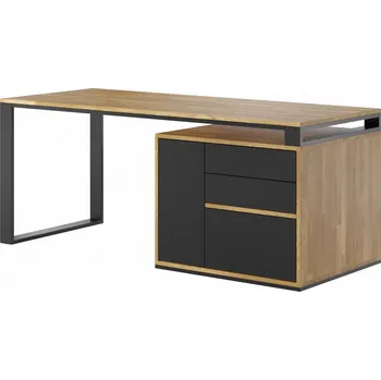 Psací stůl Psací stůl dřevo kov loft office slim 160x70 krátký - Bílá , NE , Vpravo (kontejner) , 160x70 cm