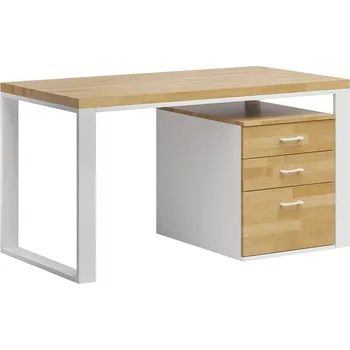 Psací stůl Bílý psací stůl s podstavcem na dokumenty a kancelářské potřeby 140x70 - Černá , NE , 140x70 cm