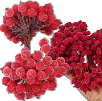 Vánoce Camerazar Umělý jeřáb vánoční červený, dekorativní, mrazivý, 100 ks, větvičky