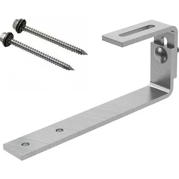 solární panel Nastavitelný Střešní hák PLOCHÝ pro solární panely, nerez, 2x vrut