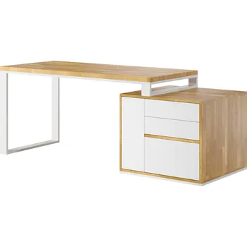 Psací stůl Kancelářský stůl Loft slim se zásuvkami a kryty pod deskou - Bílá , NE , Vpravo (kontejner) , 180x70 cm