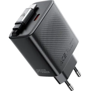 Acefast Nástěnná nabíječka (A110) se zatahovacím kabelem, 2× USB-C, 65 cm, černá