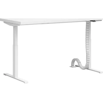 Černý výškově nastavitelný stůl. Deska stolu z nábytkové desky 140x70cm - Bílá , 140x70 cm