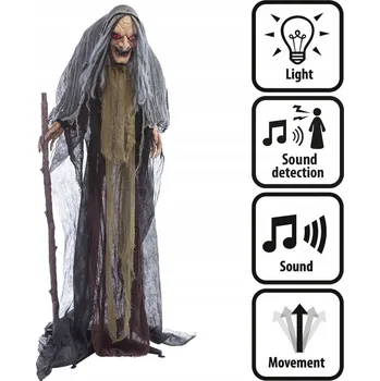 Party dekorace Boland Figurína pohyblivá mluvící svítící čarodějnice 160 cm