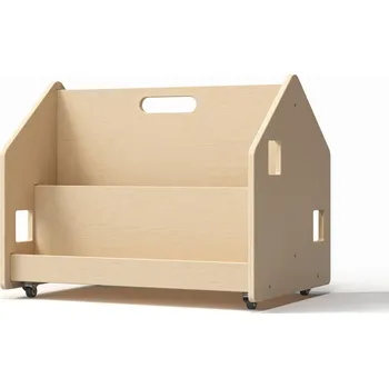 Hračka pro nejmenší Oboustranná knihovnička na kolečkách – přírodní