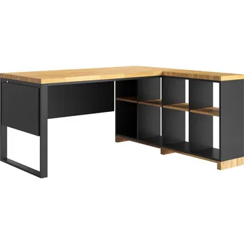 Psací stůl Moderní rohový psací stůl Moderní kancelář 180x70 cm levá strana - Černá , ANO , Práva , 200x70 cm