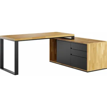 Psací stůl Prémiový rohový psací stůl 160x70 cm Loft office plus se zásuvkami - Černá , NE , Práva , 180x70 cm