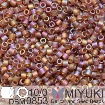 Korálek Korálky Miyuki Delica 10/0. Barva Matte Transparent Dark Topaz AB DBM0853. Balení 5g.