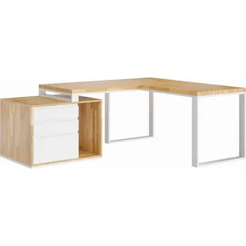 Psací stůl Rohový psací stůl s podnoží a krytem pod deskou Loft Office Plus 160x70 vpravo - Bílá , NE , Vlevo , 200x70 cm