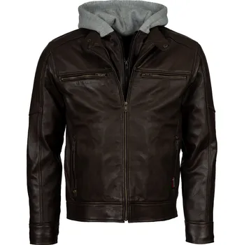 Pánská casual bunda Pánská Kožená Bunda Tristan Quinc Brown Brixton Hnědá Velikost: M
