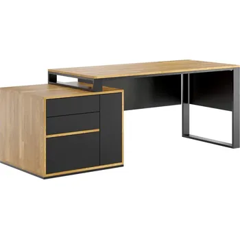 Psací stůl Kancelářský stůl Loft slim s krytem pod deskou - Černá , ANO , Vlevo (podstavec) , 160x70 cm