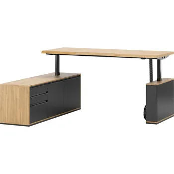 Psací stůl Rohový psací stůl s nastavitelnou výškou a praktickou podnoží 160x70 - Černá , Vlevo (podstavec) , 180x70 cm